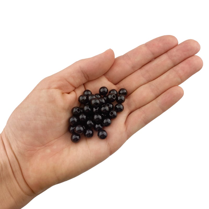 Craft Making Shop 1,000 Round Black Acrylic Beads 8mm Diameter with 2mm Hole - Image 2